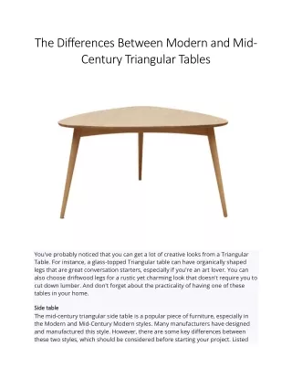 The Differences Between Modern and Mid-Century Triangular Tables