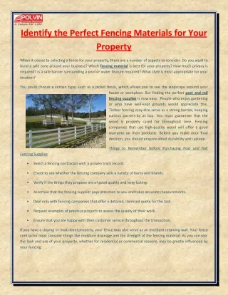 identify the perfect fencing materials for your