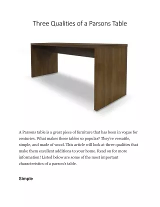 Three Qualities of a Parsons Table