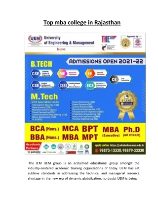 Top mba college in rajasthan