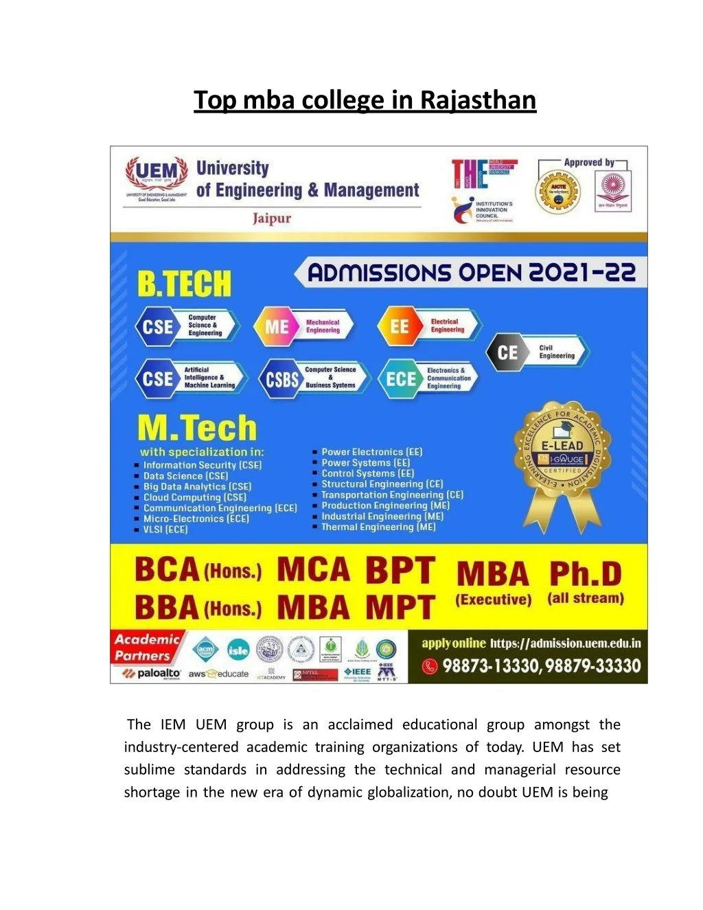 PPT - Top mba college in rajasthan PowerPoint Presentation, free ...