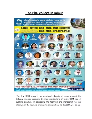 top phd college in jaipur
