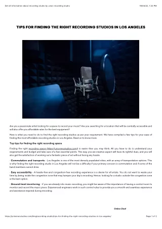 Finding the right recording studio by Union Recording
