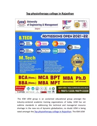 Top physiotherapy college in rajasthan