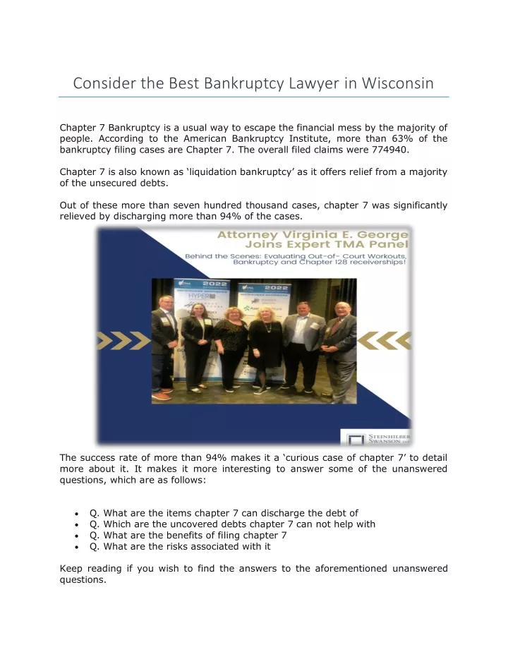 consider the best bankruptcy lawyer in wisconsin
