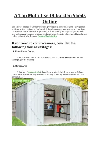 a top multi use of garden sheds online