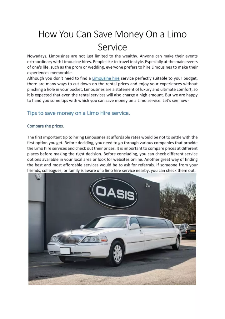 how you can save money on a limo service nowadays