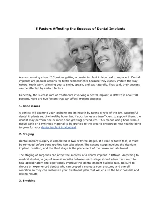 5 Factors Affecting the Success of Dental Implants