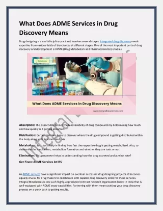What Does ADME Services in Drug Discovery Means