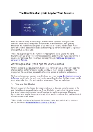 the benefits of a hybrid app for your business