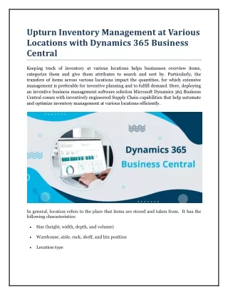 Upturn Inventory Management at Various Locations with Dynamics 365 Business Central