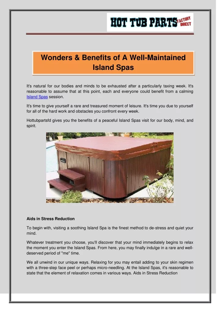 wonders benefits of a well maintained island spas