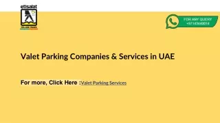 Valet Parking Companies & Services in UAE