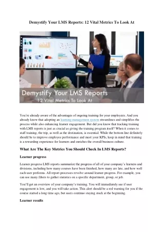 Demystify Your LMS Reports 12 Vital Metrics To Look At