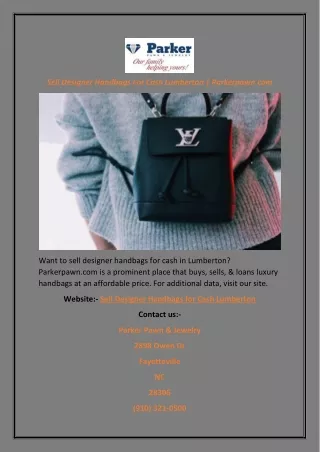 Sell Designer Handbags For Cash Lumberton | Parkerpawn.com