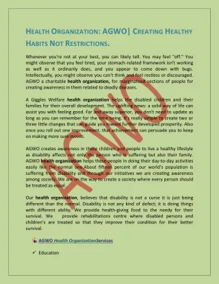 h ealth o rganization agwo c reating h ealthy