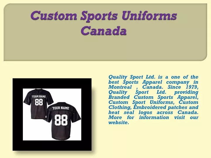 custom sports uniforms canada