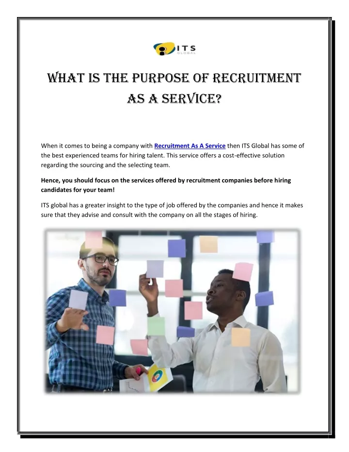 what is the purpose of recruitment as a service