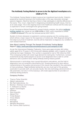 the antibody testing market to prove