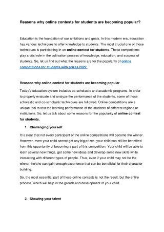 Reasons why online contests for students are becoming popular