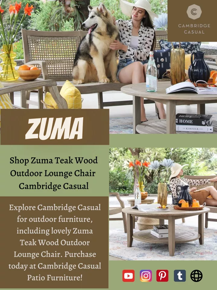 shop zuma teak wood outdoor lounge chair