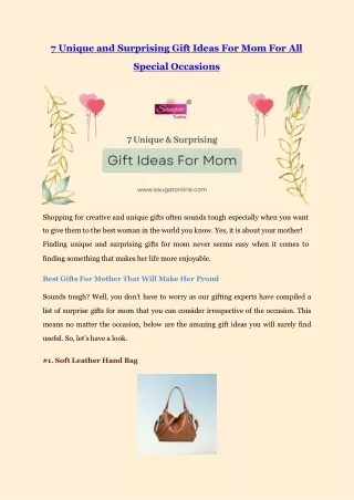 7 Unique and Surprising Gift Ideas For Mom For All Special Occasions
