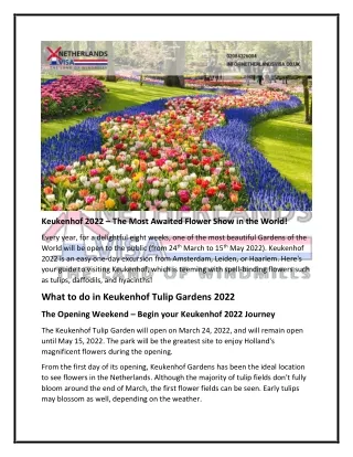 Keukenhof 2022 – Witness the Ultimate Flower Show of the World!