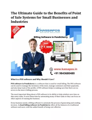 The Ultimate Guide to the Benefits of Point of Sale Systems for Small Businesses and Industries