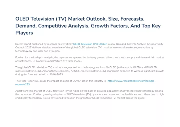 oled television tv market outlook size forecasts