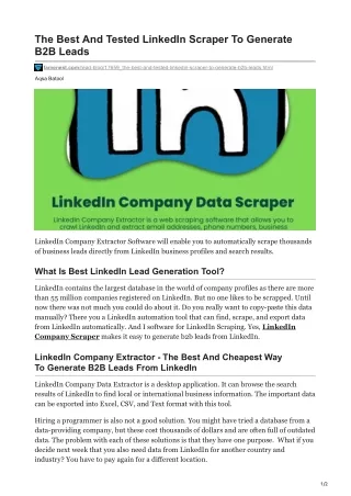 the best and tested linkedin scraper to generate