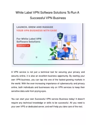 White Label VPN Software Solutions To Run A Successful VPN Business