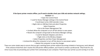 if the epson printer remains offline you ll need