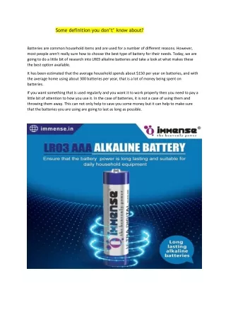 7 Facts That Nobody Told You About LR03 Alkaline Battery-converted