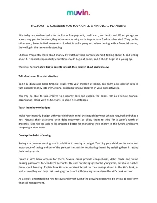 factors to consider for your child s financial