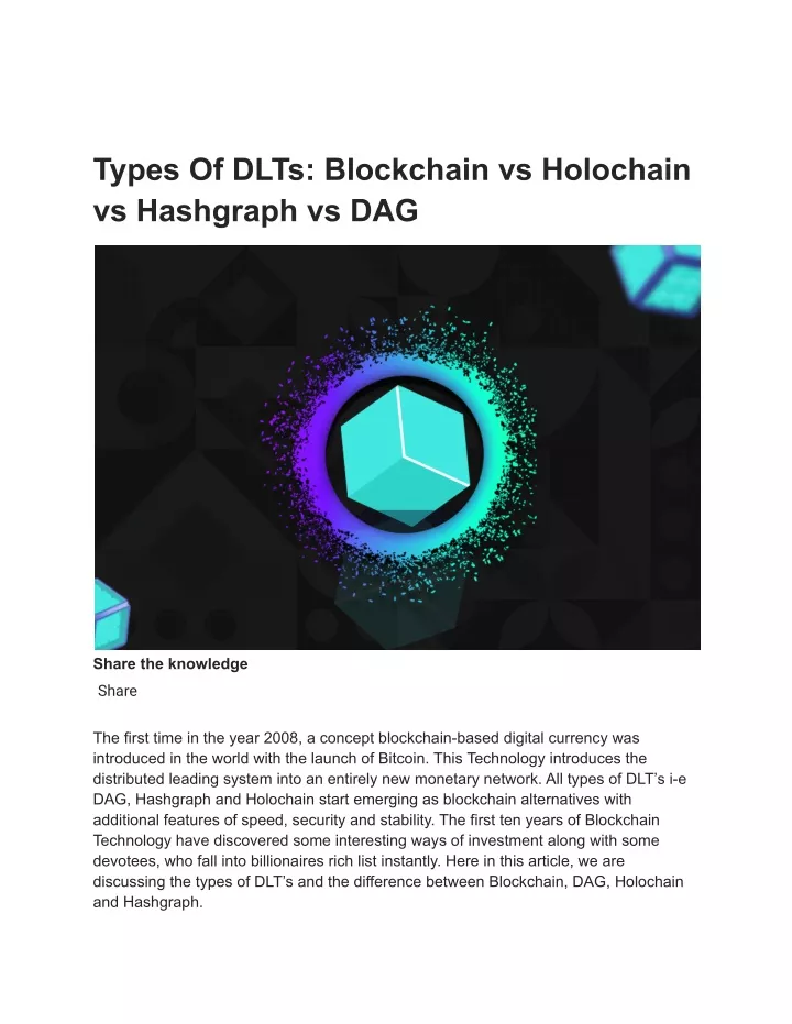 types of dlts blockchain vs holochain