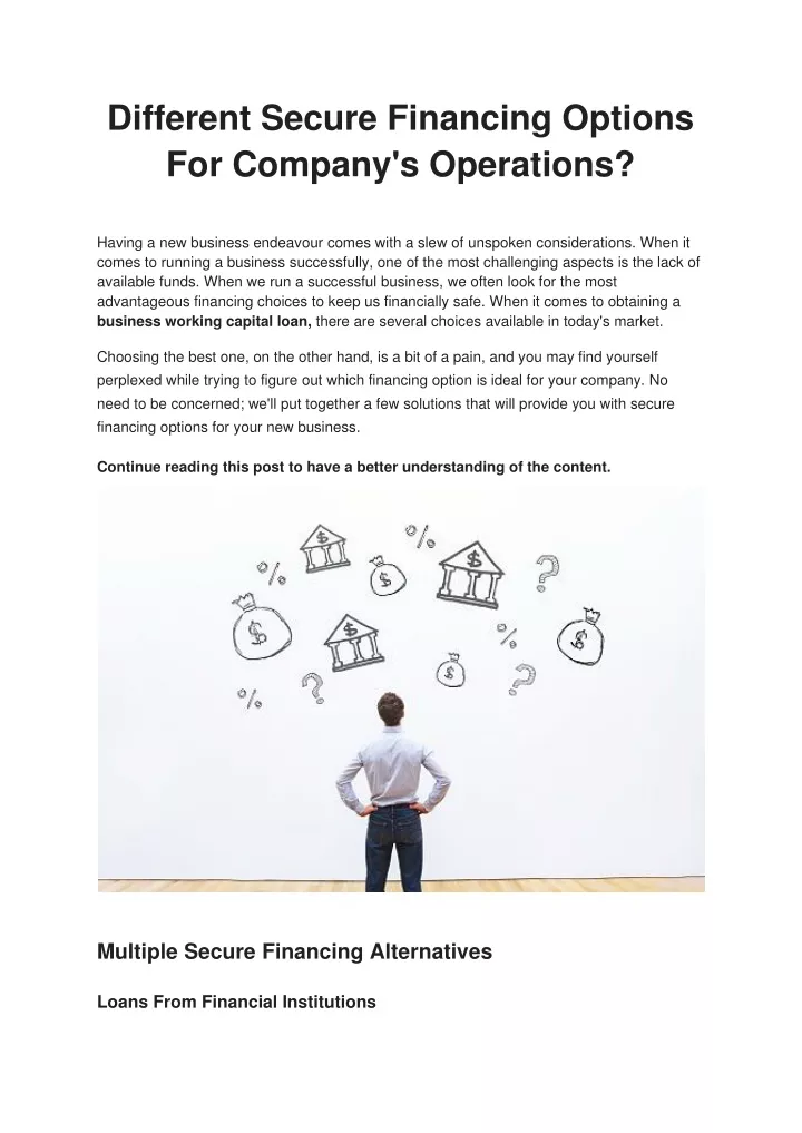 different secure financing options for company