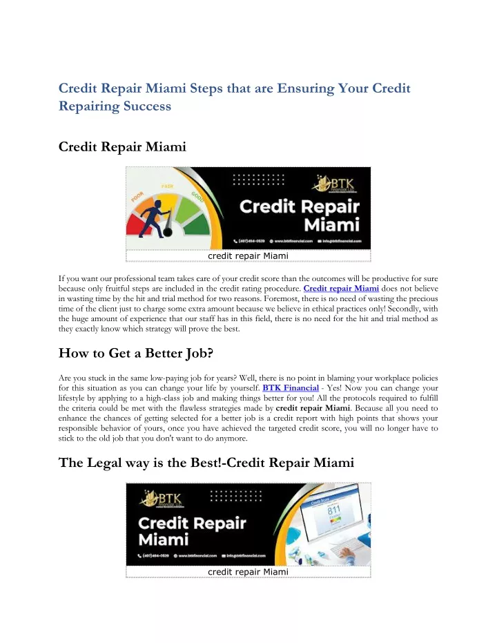 credit repair miami steps that are ensuring your