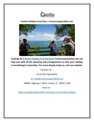 Family Holiday Costa Rica | Costaricaspecialists.net