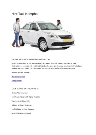 Hire Taxi in Imphal