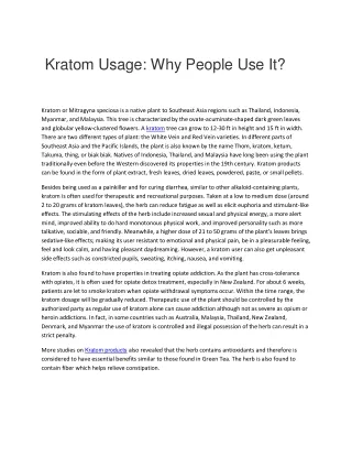 kratom usage why people use it