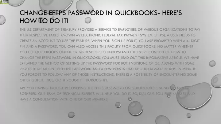 change eftps password in quickbooks here s how to do it