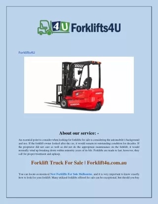 Forklift Truck For Sale  Forklift4u.com