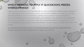 which methods to apply if quickbooks freezes when opening