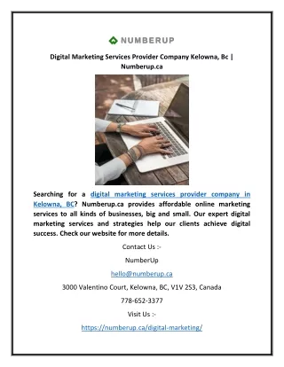 Digital Marketing Services Provider Company Kelowna, Bc | Numberup.ca
