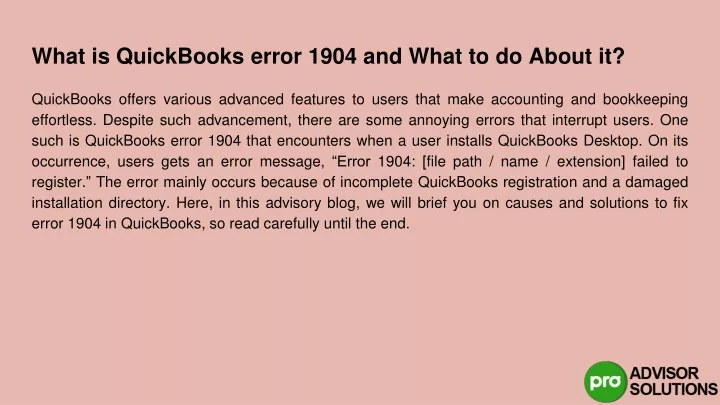 what is quickbooks error 1904 and what to do about it