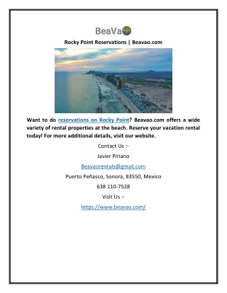 Rocky Point Reservations | Beavao.com