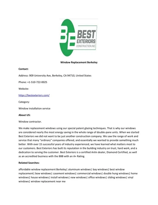 Window Replacement Berkeley