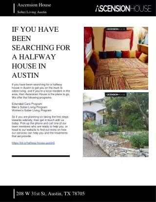 ASCENSION HOUSE - SOBER LIVING AUSTIN - IF YOU HAVE BEEN SEARCHING FOR A HALFWAY HOUSE IN AUSTIN