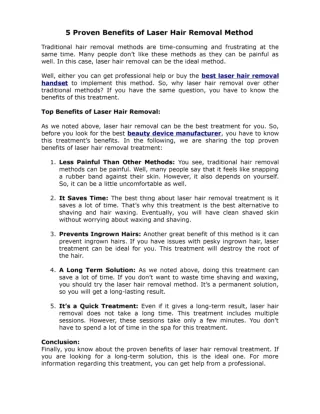 5 Proven Benefits of Laser Hair Removal Method