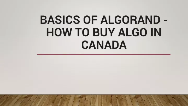 basics of algorand how to buy algo in canada